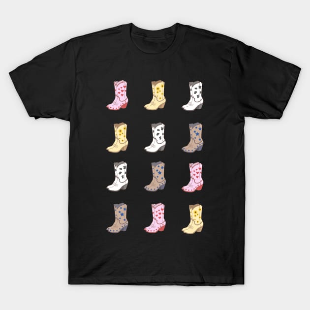 Cowboy Boots Pattern T-Shirt by Cosmic Latte